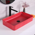Ceramic Wash Basin White and Orange Table Top Wash Basin